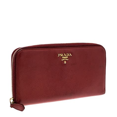 prada red zip wallet|Prada saffiano zipper wallet.